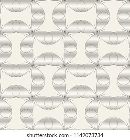 Vector seamless pattern with linear flowers .Modern stylish texture.White and black