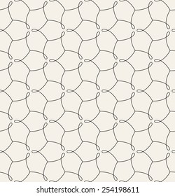 Vector seamless pattern. Linear graphic design. Decorative geometric mono line grid. Floral linear background. Stylized branches with leaves. Minimalist simple ornament