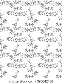Vector seamless pattern. Linear graphic design. Floral linear background. 