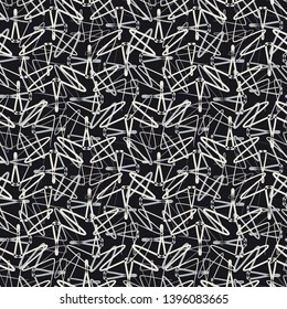 Vector seamless pattern with linear monochrome texture background. Abstract vintage black and white illustration 
