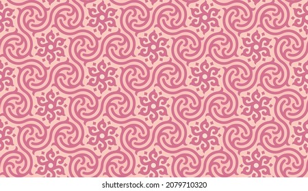 Vector seamless pattern. Linear ornament. Pink background