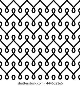 Vector seamless pattern with linear ornament. Black and white decorative illustration for print, web