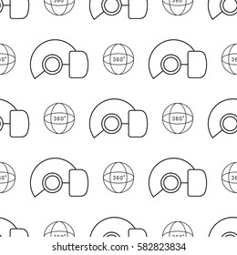 Vector seamless pattern in a linear style with elements of virtual reality equipment