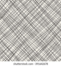 Vector seamless pattern. Linear stylish texture. Monochrome vector texture with irregular diagonal lines. Hand drawn modern graphic design.