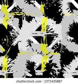 Vector seamless pattern with lines, abstract elements, stains and spots.