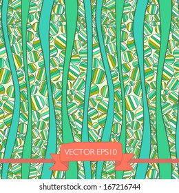 Vector seamless pattern with lines and circles. It can be used both in vertical and horizontal way. Endless background.