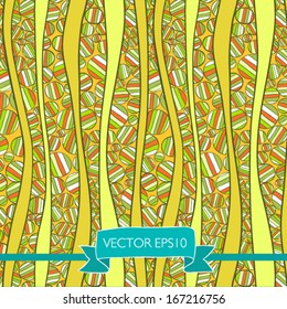 Vector seamless pattern with lines and circles. It can be used both in vertical and horizontal way. Endless background.