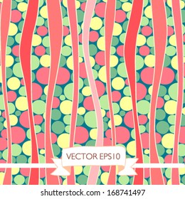 Vector seamless pattern with lines and circles. It can be used both in vertical and horizontal way. Endless background.