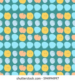 Vector seamless pattern with lines made of circles. Colorful doodle wallpaper. Abstract hand drawn design. Good for web, print and wrapping paper. Polka dot