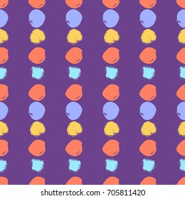 Vector seamless pattern with lines made of circles. Colorful doodle wallpaper. Abstract hand drawn design. Good for web, print and wrapping paper. Polka dot