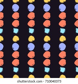 Vector seamless pattern with lines made of circles. Colorful doodle wallpaper. Abstract hand drawn design. Good for web, print and wrapping paper.