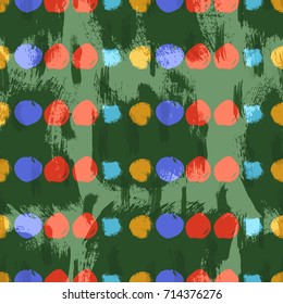 Vector seamless pattern with lines made of circles. Colorful doodle wallpaper. Abstract hand drawn design. Good for web, print and wrapping paper.