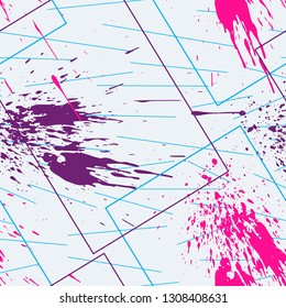 Vector Seamless Pattern. Lines, squares and spotted