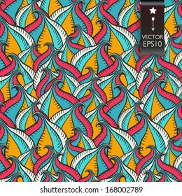 Vector seamless pattern with lines and waves. Endless background.