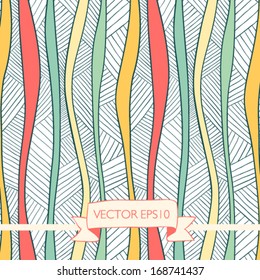 Vector seamless pattern with lines and waves. It can be used both in vertical and horizontal way. Endless background.