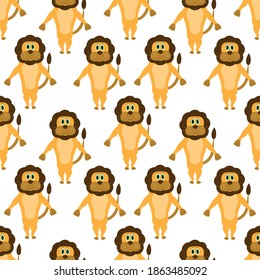 vector seamless pattern with lions on a white background