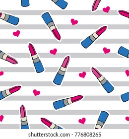 vector seamless pattern with lipsticks
