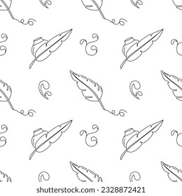 Vector seamless pattern literature, writer in doodle style