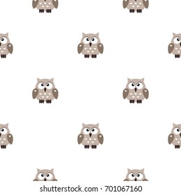 Vector seamless pattern with little cute owls
