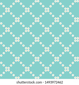 vector seamless pattern little doodle flower white hand drawing style on blue background