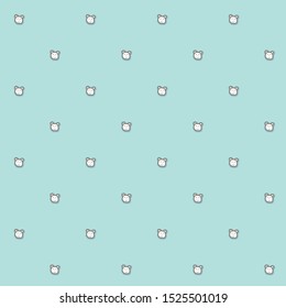 vector seamless pattern little doodle 
bear smile  kawaii style on green background