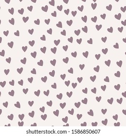 Vector seamless pattern with little hearts. Creative scandinavian childish background for Valentine's Day. Neutral hearty backdrop for wrapping paper, textile, fabric, card making.