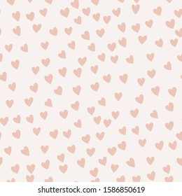 Vector seamless pattern with little hearts. Creative scandinavian childish background for Valentine's Day. Neutral hearty backdrop for wrapping paper, textile, fabric, card making.
