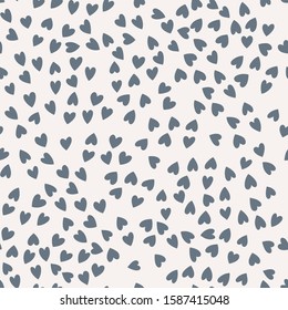 Vector seamless pattern with little hearts. Creative scandinavian childish background for Valentine's Day. Neutral hearty backdrop for wrapping paper, textile, fabric, card making.