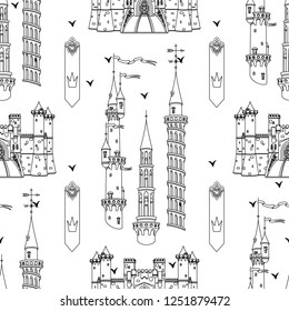 vector seamless pattern Little Princess paper art