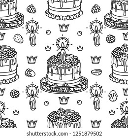 vector seamless pattern Little Princess paper art