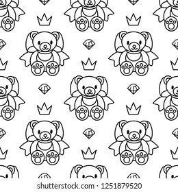vector seamless pattern Little Princess paper art