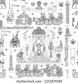 vector seamless pattern Little Princess paper art