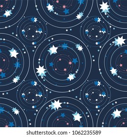 Vector Seamless pattern. Little stars and rounds, confetti style. Minimalistic style background. Abstract design, perfect for fabric, wallpaper, paper print