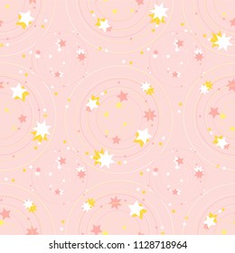 Vector Seamless pattern. Little stars and rounds, confetti style. Minimalistic style background. Abstract design, perfect for fabric, wallpaper, paper print