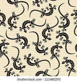 Vector Seamless pattern with lizards