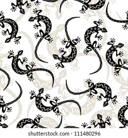 Vector Seamless pattern with lizards