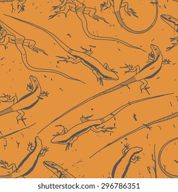 Vector seamless pattern with lizards