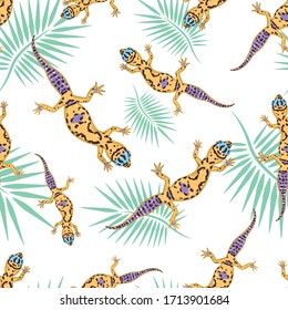 vector seamless pattern with lizards on a white background .vector pattern with lizards