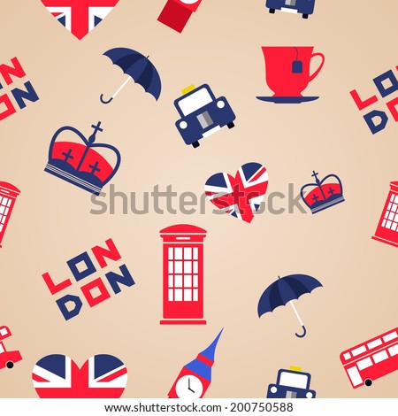 Vector seamless pattern with London symbols