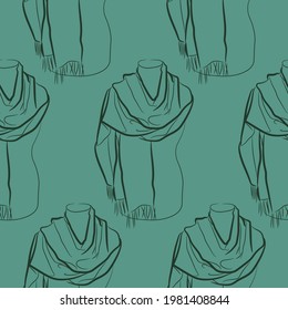 vector seamless pattern with long scarf and jacket