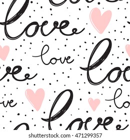 Vector Seamless Pattern With LOVE Lettering.