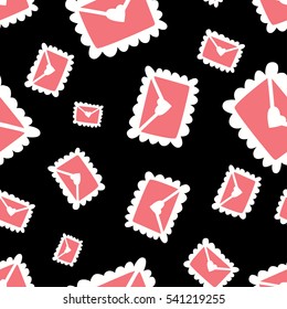 Vector seamless pattern with love letters and hearts. Cute valentine's background for your design.Textile, blog decoration, banner, poster, wrapping paper.