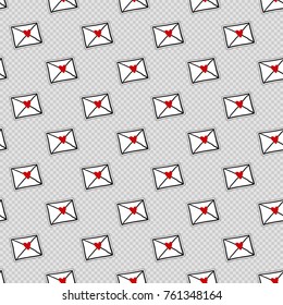 Vector seamless pattern with love mail. Hand drawn cute and funny fashion illustration patches or stickers kit. Modern doodle pop art sketch badges and pins