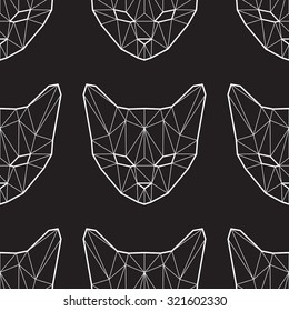 Vector seamless pattern with low poly cats
