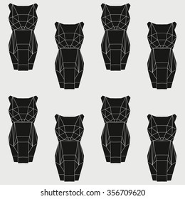 Vector seamless pattern with low poly cats