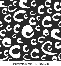 Vector seamless pattern with lowercase calligraphy letters c. Classic white on black. Clipping paths included. The texture is on Swatches Panel and the style on Graphic Styles Panel.