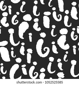 Vector seamless pattern with lowercase calligraphy letters i. Classic white on black. Clipping paths included. The texture is on Swatches Panel and the style on Graphic Styles Panel.