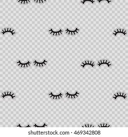 Vector seamless pattern with lowered lashes. Hand drawn cute and funny fashion illustration patches or stickers kit. Modern doodle pop art sketch badges and pins
