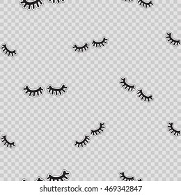 Vector seamless pattern with lowered lashes. Hand drawn cute and funny fashion illustration patches or stickers kit. Modern doodle pop art sketch badges and pins