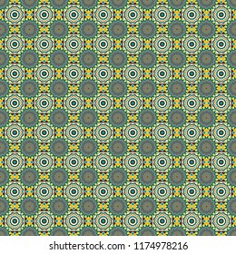 Vector seamless pattern, luxurious colourful old design. Carpet with ethnic ornament. Motley center in beige, green and blue tones.